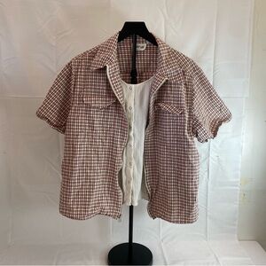 Vintage Krazy Kat Woman Plaid Button-Up Shirt Y2K 90s Grunge Western